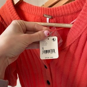 brand new free people crop orange/ red cardigan